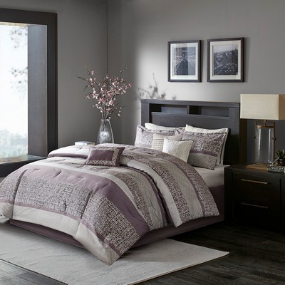 Olliix Rhapsody 7 Piece Jacquard Comforter Set Purple