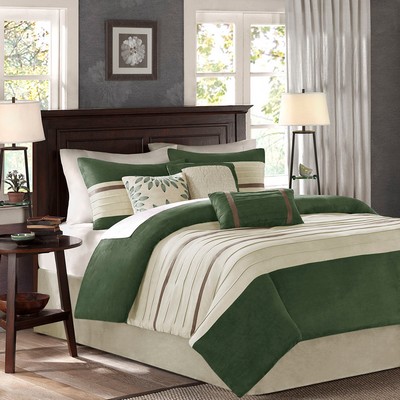 Olliix Palmer 7 PC Pieced Faux Suede Comforter Set Green