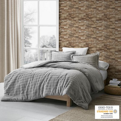 Olliix Amara Faux Fur Comforter Set Grey