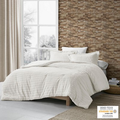 Olliix Amara Faux Fur Comforter Set Ivory