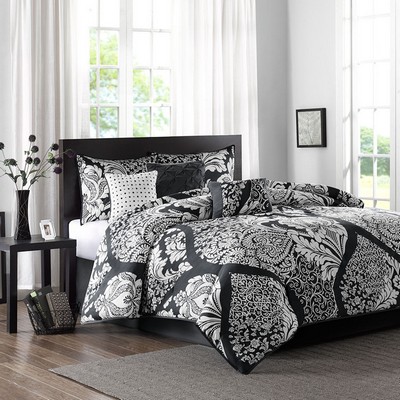 Olliix Vienna 7 Piece Cotton Printed Comforter Set Black