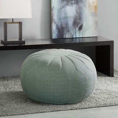 Olliix Kelsey Round Pouf Ottoman Seafoam