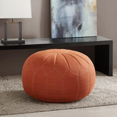 Olliix Kelsey Round Pouf Ottoman Orange