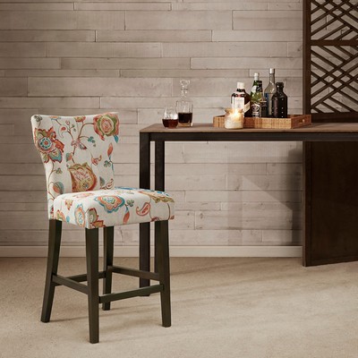 Olliix Avila Tufted Back Counter Stool Orange Multi