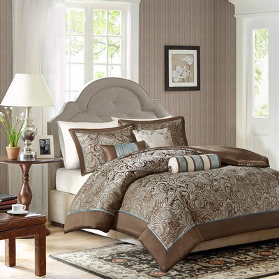 Olliix Aubrey 6 Piece Duvet Cover Set Blue/Brown