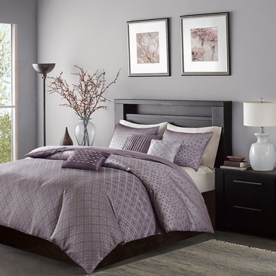 Olliix Biloxi 6 Piece Jaquard Duvet Cover Set Purple