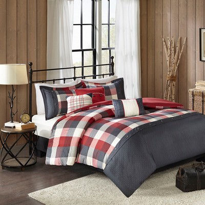 Olliix Ridge 6 Piece Herringbone Duvet Cover Set Red