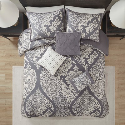 Olliix Vienna 6 Piece Printed Duvet Cover Set Grey