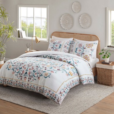 Olliix Gemma 3 Piece Floral Duvet Cover Set White/Multi