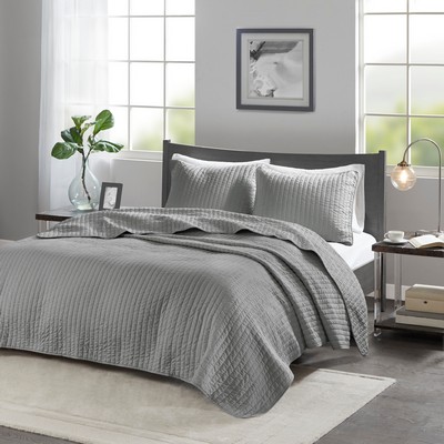 Olliix Keaton 3 Piece Quilt Set Grey