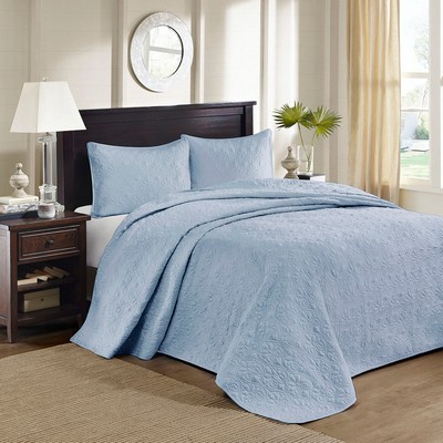 Olliix Quebec Reversible Bedspread Set Blue