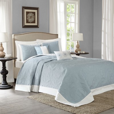 Olliix Ashbury 5 Piece Reversible Bedspread Set Blue