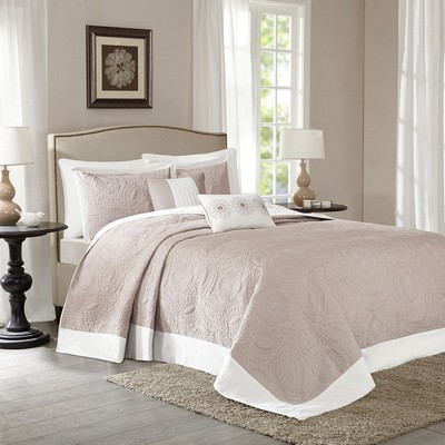 Olliix Ashbury 5 Piece Reversible Bedspread Set Khaki