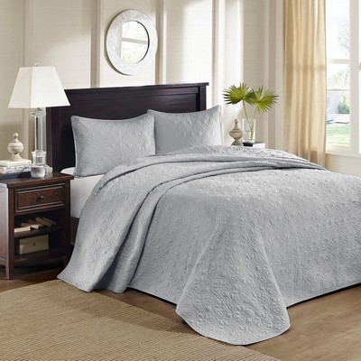 Olliix Quebec Reversible Bedspread Set Grey