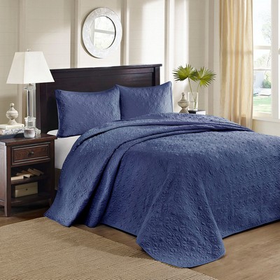 Olliix Quebec Reversible Bedspread Set Navy