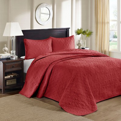 Olliix Quebec Reversible Bedspread Set Red