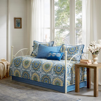 Olliix Tangiers 6 Piece Reversible Daybed Cover Set Blue