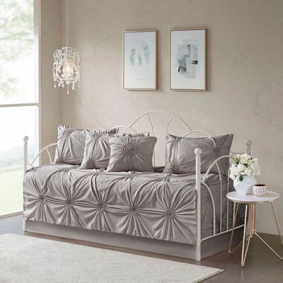 Olliix Leila 6 Piece Reversible Daybed Cover Set Dark Gray