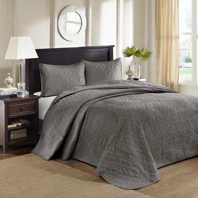 Olliix Quebec Reversible Bedspread Set Dark Grey