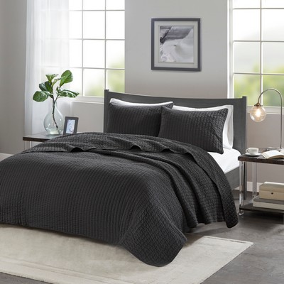 Olliix Keaton 3 Piece Quilt Set Black