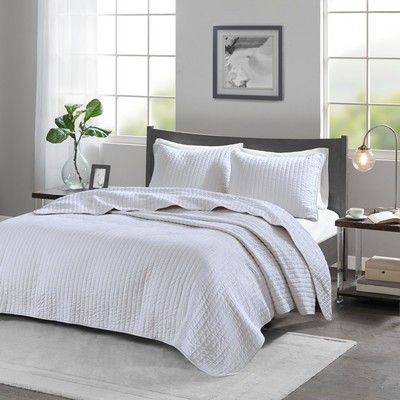 Olliix Keaton 3 Piece Quilt Set White