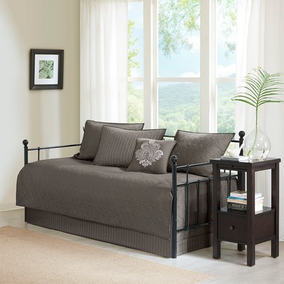 Olliix Quebec 6 Piece Reversible Daybed Cover Set Dark Grey