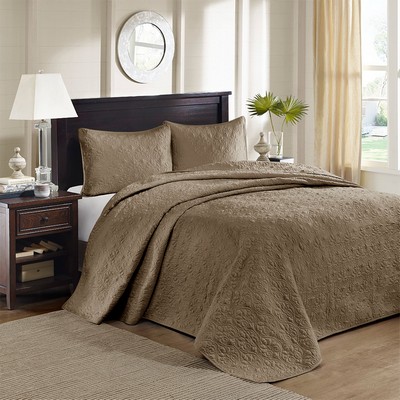 Olliix Quebec Reversible Bedspread Set Mocha