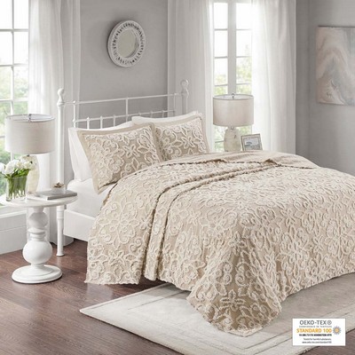 Olliix Sabrina 3 piece Tufted Cotton  bedspread  set Taupe