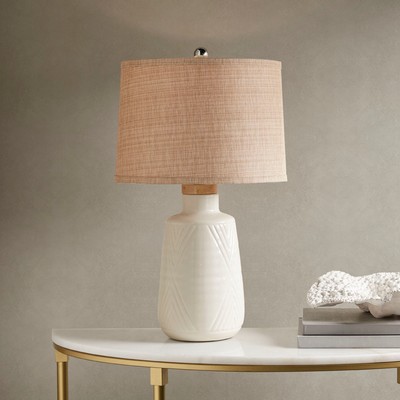 Olliix Tate Boho Textured Ceramic Table Lamp Ivory