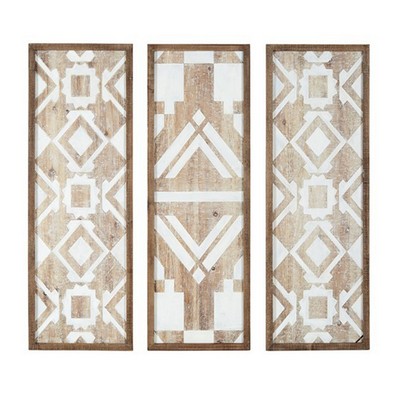 Olliix Natural Mandal Two-tone Geometric 3-piece Wood Wall Decor Set Natural