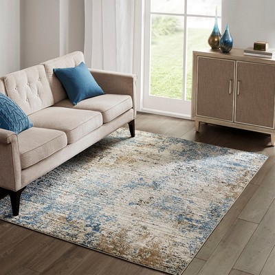 Olliix Newport  Abstract Area Rug Cream/Blue