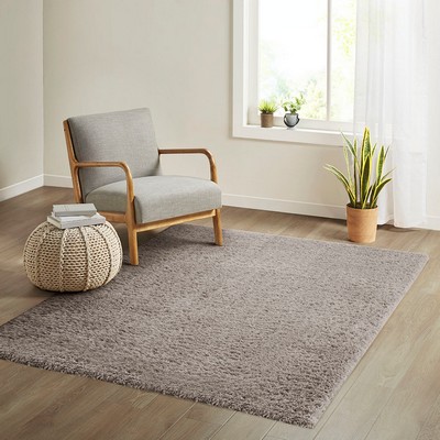 Olliix Camdyn Super Soft Polyester Shag Area Rug Grey