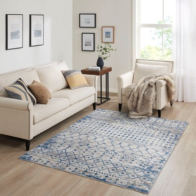 Olliix Hannah Moroccan Global Woven Area Rug Blue/Cream