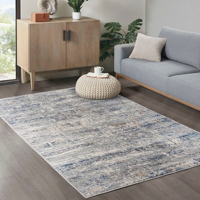 Olliix Harley Abstract Area Rug Blue/Cream