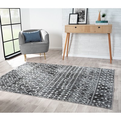 Olliix Hannah Moroccan Global Woven Area Rug Charcoal