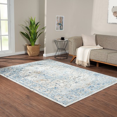 Olliix Frances Medallion Woven Area Rug Blue