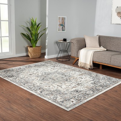 Olliix Frances Medallion Woven Area Rug Grey