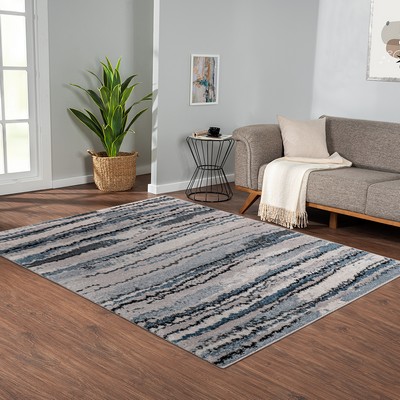 Olliix Riley Watercolor Abstract Stripe Woven Area Rug Blue