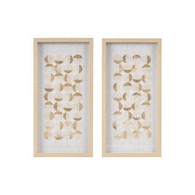 Olliix Aurelian Emblem Natural Capiz with Gold Foil 2-piece Shadowbox Wall Decor Set Natural/Gold