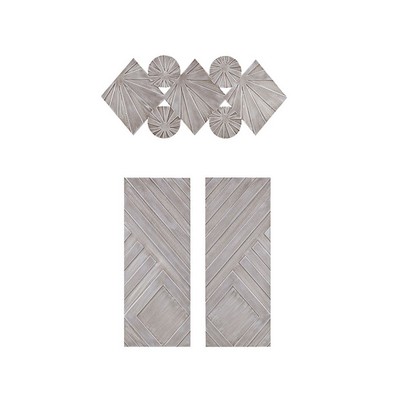 Olliix Ash Carved Wood 3 Piece Set Wall Decor Grey/Silver