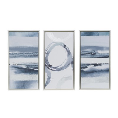 Olliix Grey Surrounding Silver Foil Abstract 3-piece Framed Canvas Wall Art Set Grey