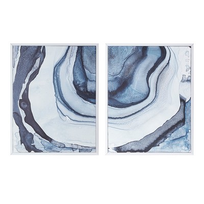 Olliix Ethereal Diptych 2-piece Framed Canvas Wall Art Set Blue