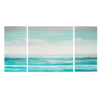 Olliix Teal Tides Triptych 3-piece Canvas Wall Art Set Blue