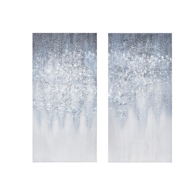 Olliix Winter Glaze Heavily Embellished 2-piece Canvas Wall Art Set Blue/White