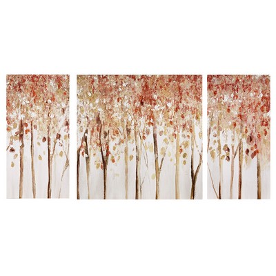 Olliix Autumn Forest Triptych 3-piece Textured Canvas Wall Art Set Red