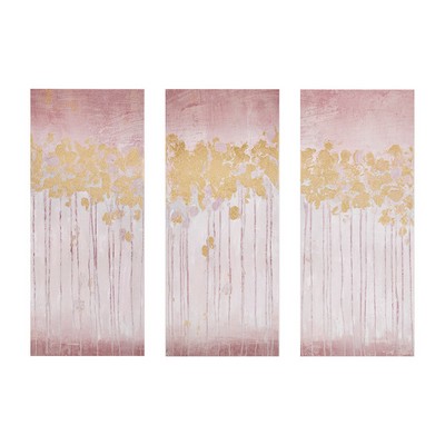 Olliix Twilight Forest Gold Foil Abstract 3-piece Canvas Wall Art Set Blush