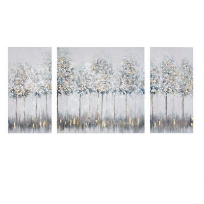 Olliix Blue Midst Forest Gold Foil Triptych 3-piece Canvas Wall Art Set Blue Multi