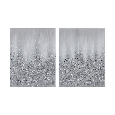 Olliix Silver Glimmer Heavily Embellished 2-piece Canvas Wall Art Set Silver