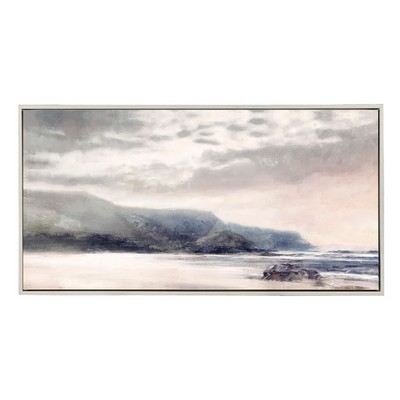 Olliix Moody Coast Hand Embellished Landscape Framed Canvas Wall Art Blue/Pink