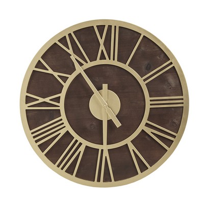 Olliix Mason 23.6in Wood Wall Clock Brown/Gold